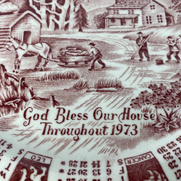 Alfred Meakin Staffordshire England 1973 Zodiac Calendar Plate 9 Inch - Picture 2 of 12